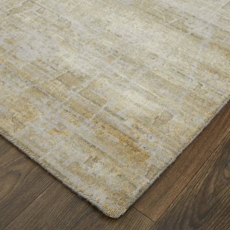 2' X 3' Yellow and Ivory Abstract Hand Woven Area Rug