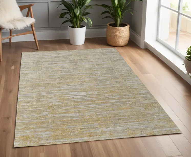 4' X 6' Yellow and Ivory Abstract Hand Woven Area Rug