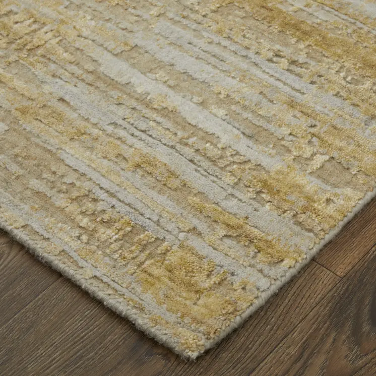 12' X 15' Yellow and Ivory Abstract Hand Woven Area Rug