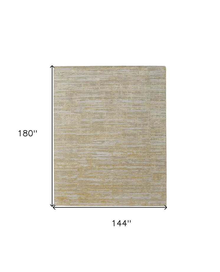 12' X 15' Yellow and Ivory Abstract Hand Woven Area Rug