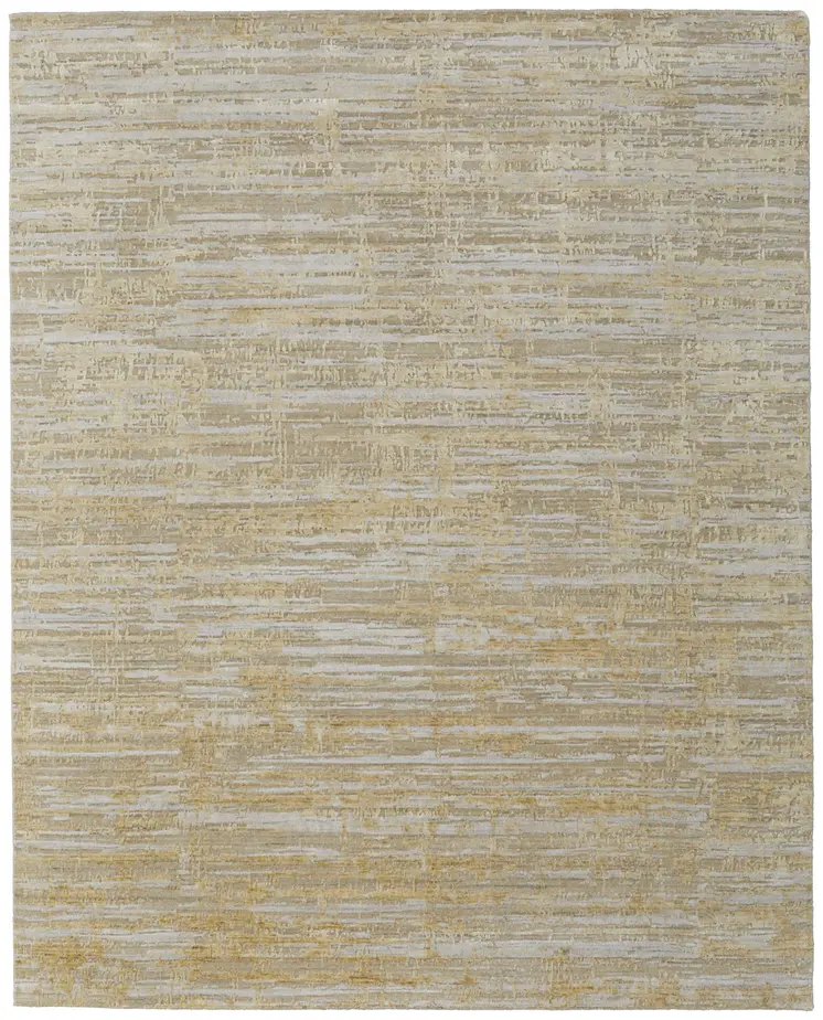 12' X 15' Yellow and Ivory Abstract Hand Woven Area Rug