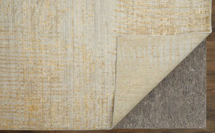 3' X 5' Yellow and Ivory Abstract Hand Woven Area Rug