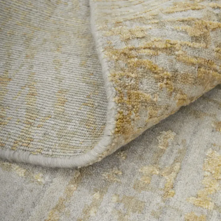 3' X 5' Yellow and Ivory Abstract Hand Woven Area Rug