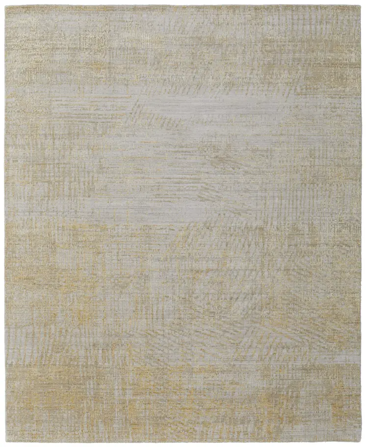 3' X 5' Yellow and Ivory Abstract Hand Woven Area Rug