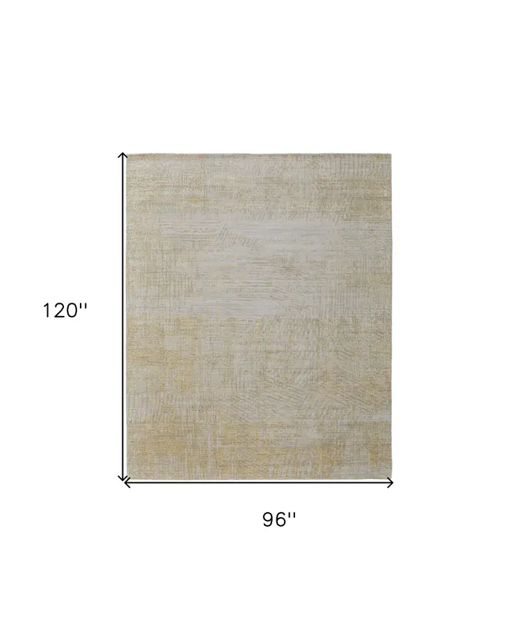 8' X 10' Yellow and Ivory Abstract Hand Woven Area Rug