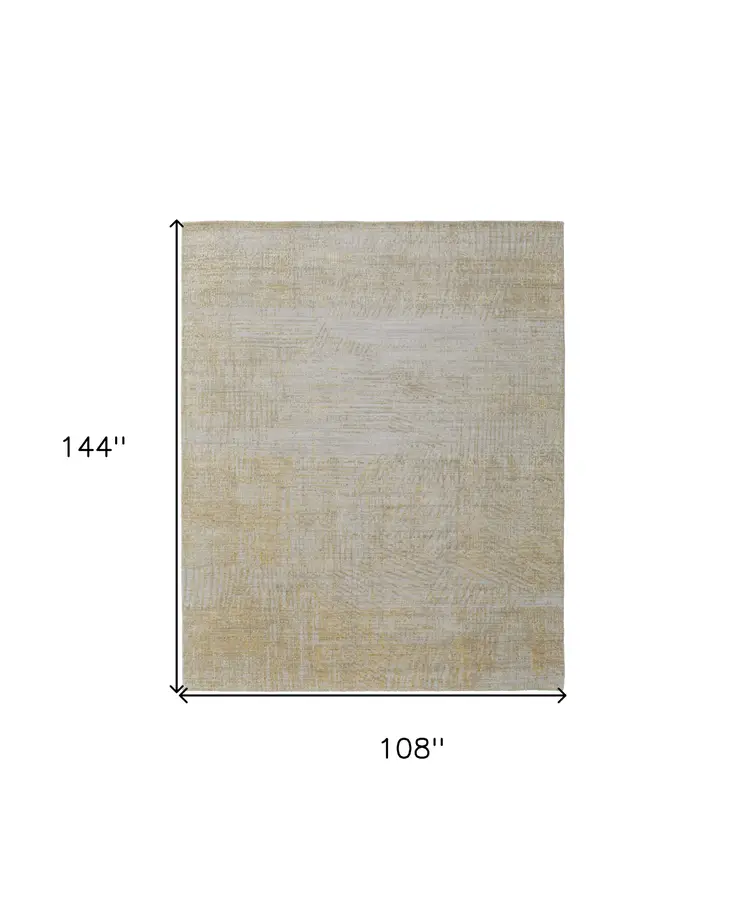 9' X 12' Yellow and Ivory Abstract Hand Woven Area Rug
