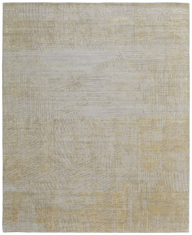10' X 14' Yellow and Ivory Abstract Hand Woven Area Rug