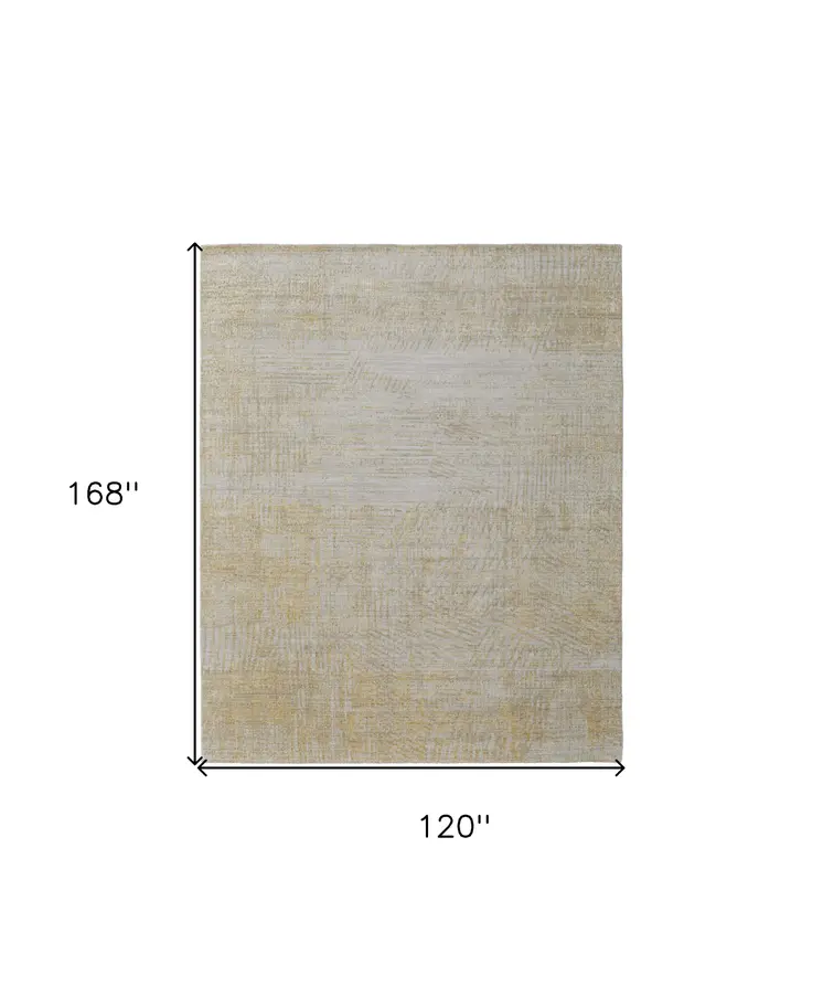 10' X 14' Yellow and Ivory Abstract Hand Woven Area Rug