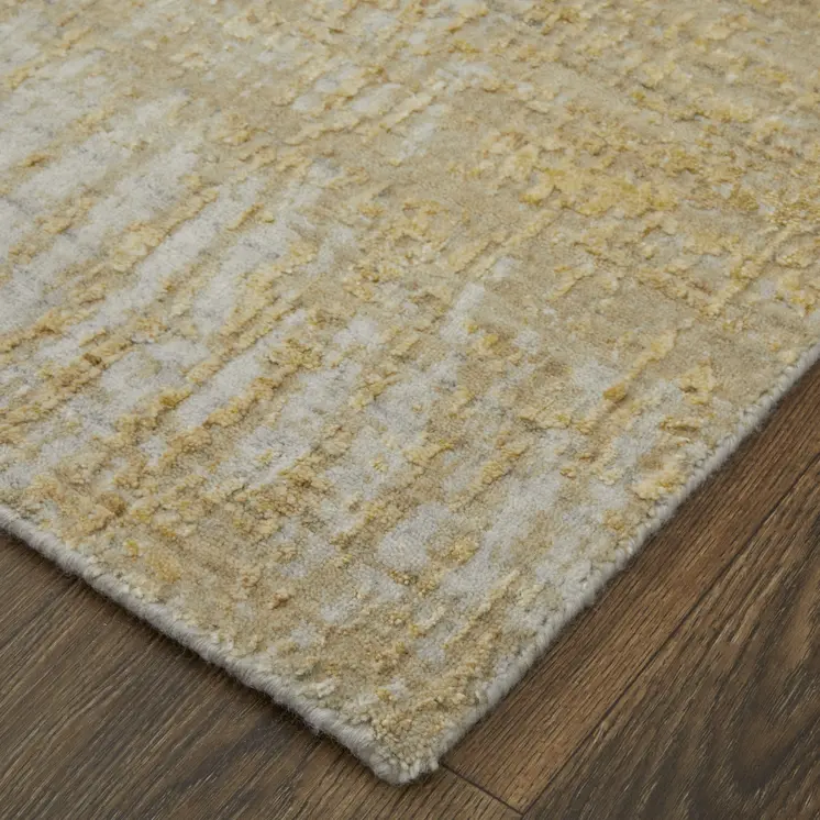 12' X 15' Yellow and Ivory Abstract Hand Woven Area Rug
