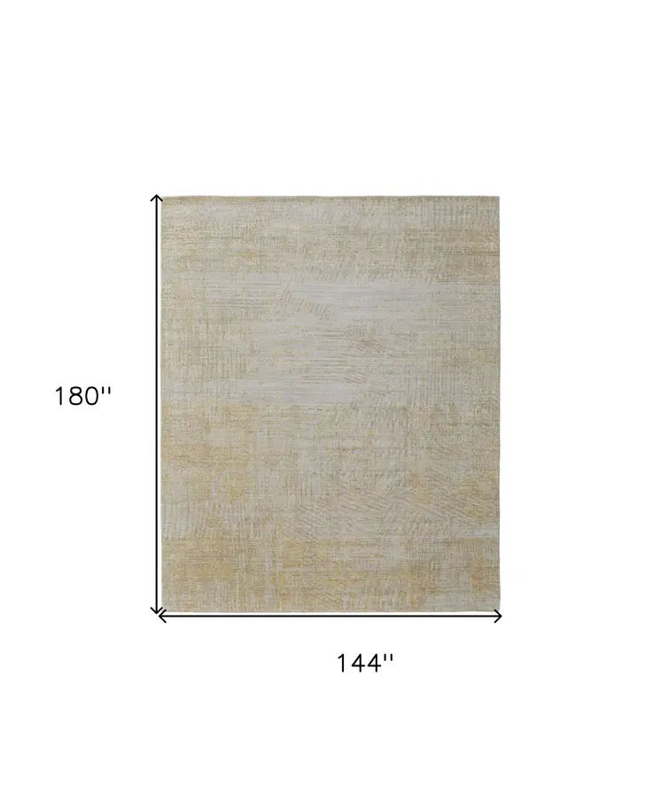 12' X 15' Yellow and Ivory Abstract Hand Woven Area Rug