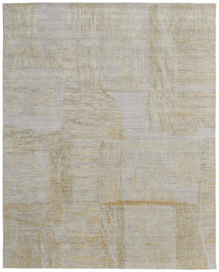 10' X 14' Yellow and Ivory Abstract Hand Woven Area Rug