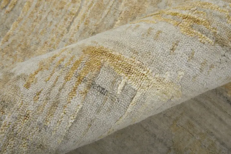 10' X 14' Yellow and Ivory Abstract Hand Woven Area Rug