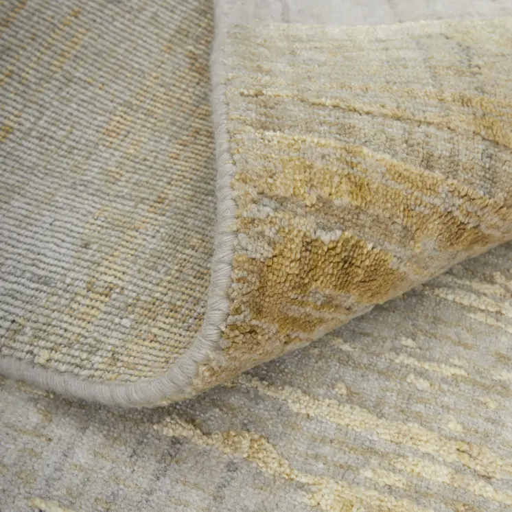 10' X 14' Yellow and Ivory Abstract Hand Woven Area Rug