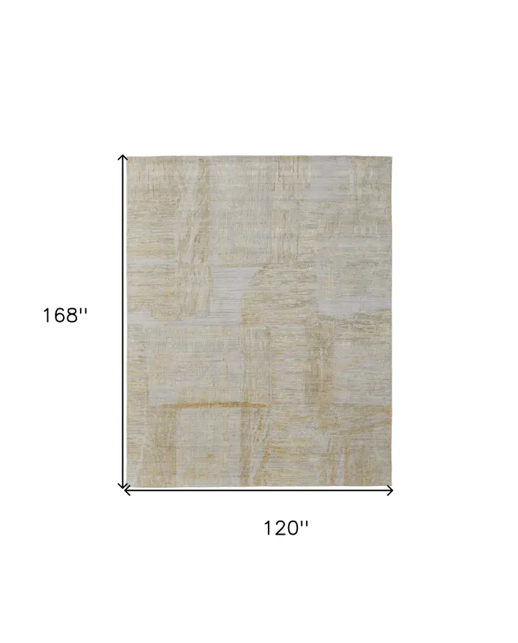 10' X 14' Yellow and Ivory Abstract Hand Woven Area Rug