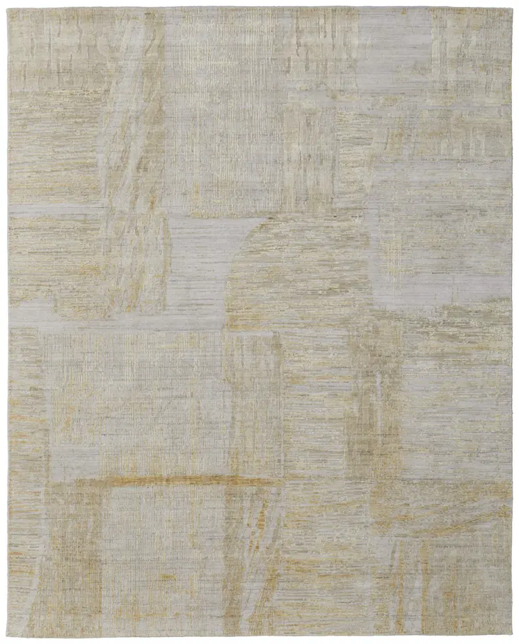 10' X 14' Yellow and Ivory Abstract Hand Woven Area Rug