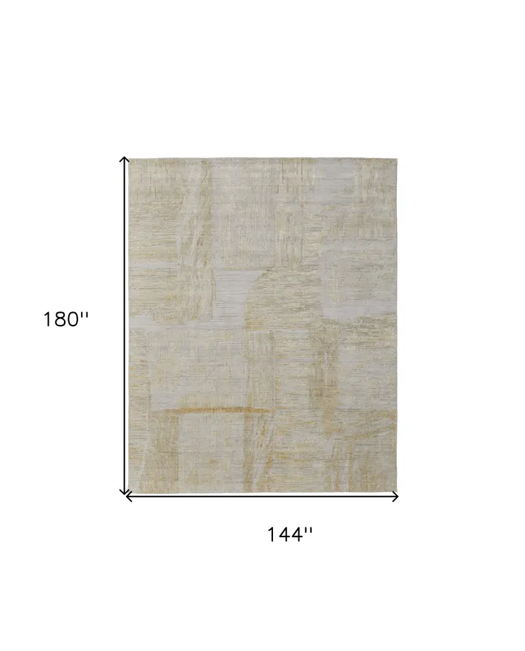 12' X 15' Yellow and Ivory Abstract Hand Woven Area Rug