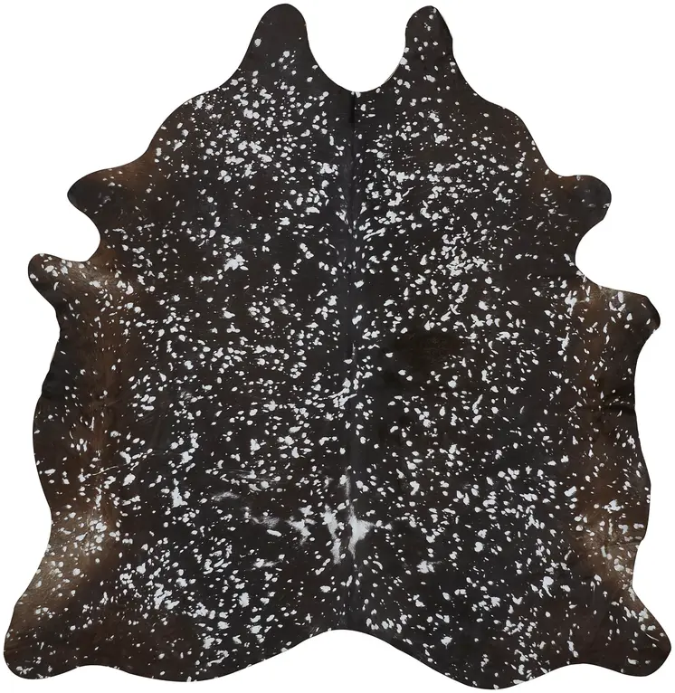 8' X 10' Brown and Silver Cowhide Animal Print Power Loom Area Rug