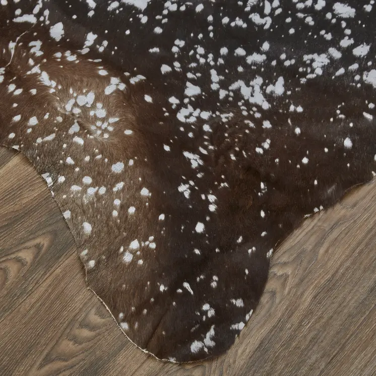 8' X 10' Brown and Silver Cowhide Animal Print Power Loom Area Rug