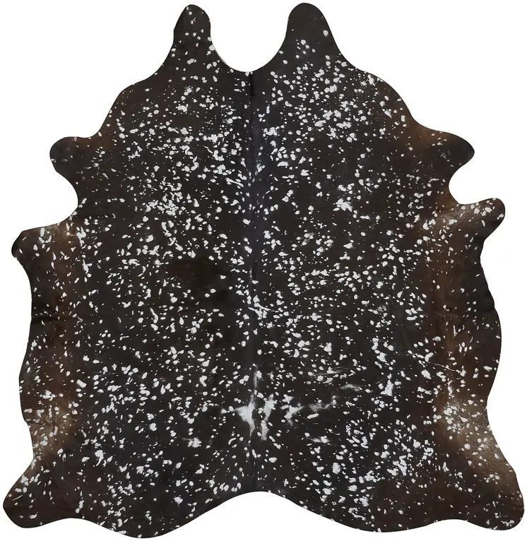 8' X 10' Brown and Silver Cowhide Animal Print Power Loom Area Rug