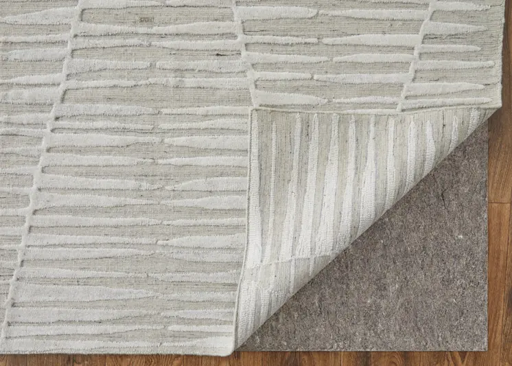 5' X 8' Ivory Geometric Hand Woven Area Rug