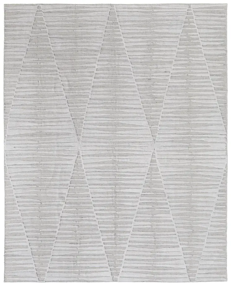 5' X 8' Ivory Geometric Hand Woven Area Rug