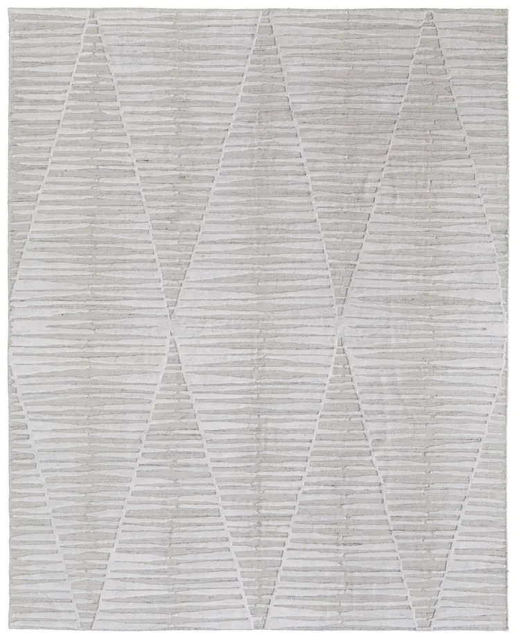 5' X 8' Ivory Geometric Hand Woven Area Rug