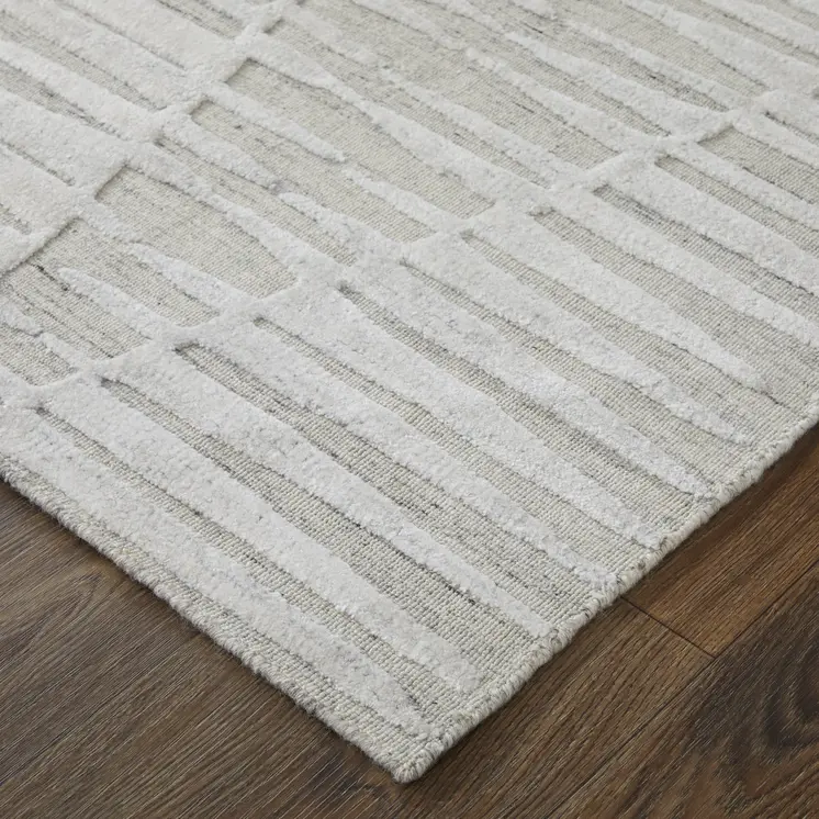 8' X 10' Ivory Geometric Hand Woven Area Rug