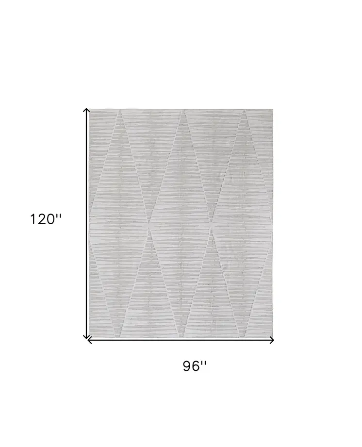 8' X 10' Ivory Geometric Hand Woven Area Rug