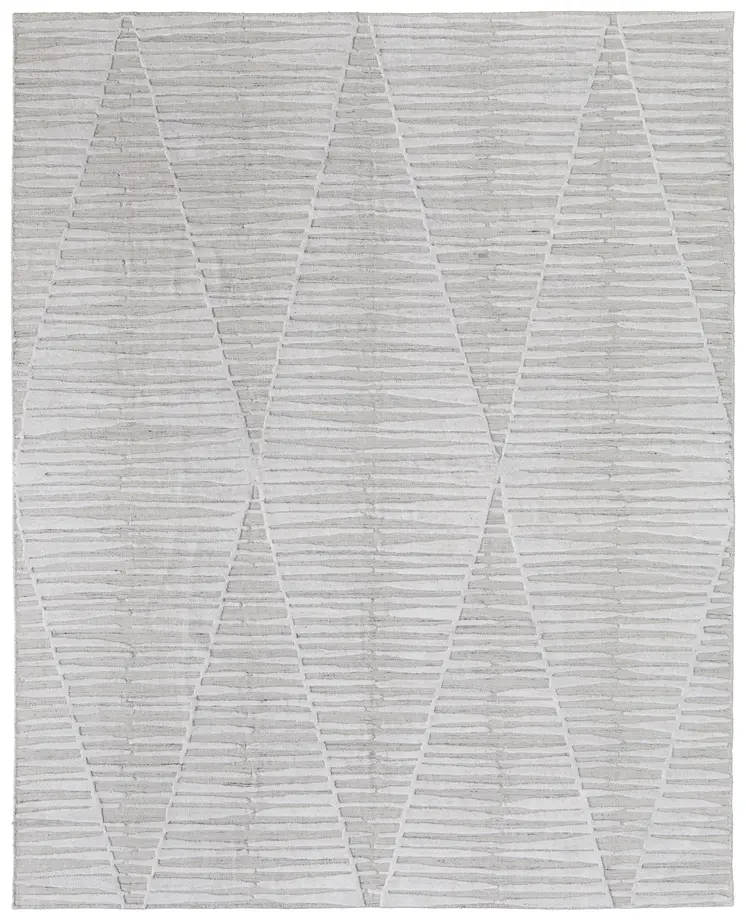 9' X 12' Ivory Geometric Hand Woven Area Rug
