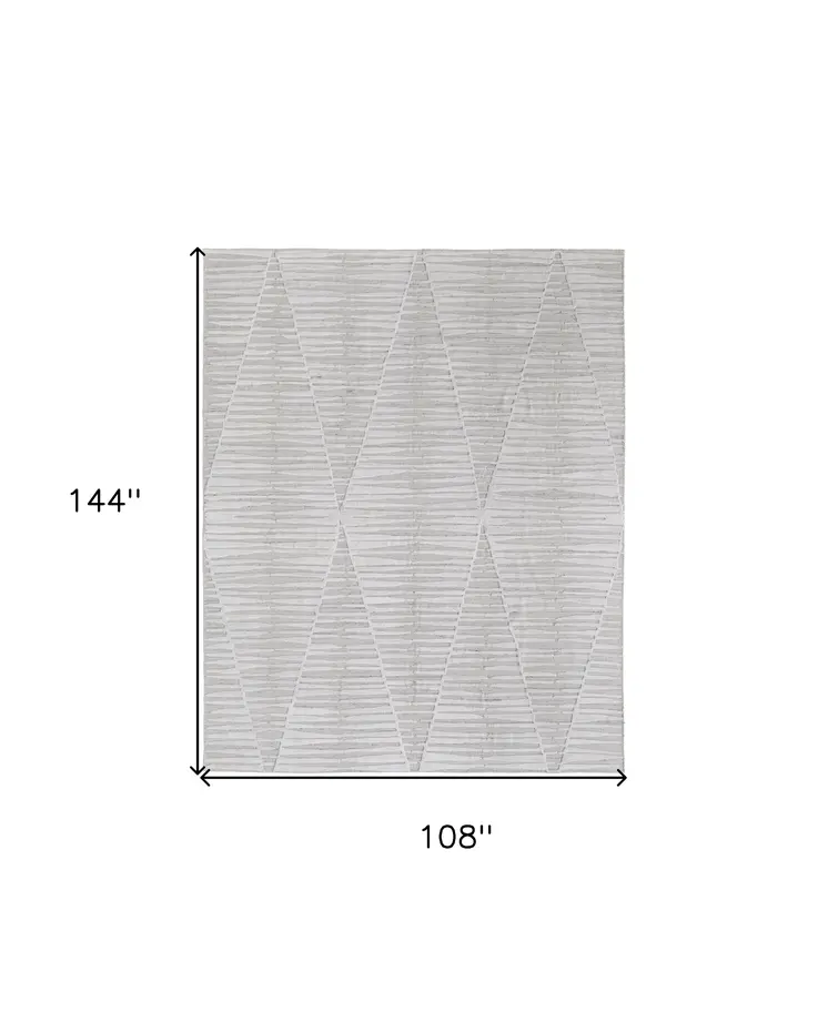9' X 12' Ivory Geometric Hand Woven Area Rug