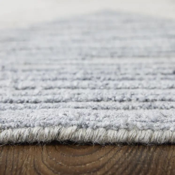 2' X 3' Ivory and Blue Geometric Hand Woven Area Rug