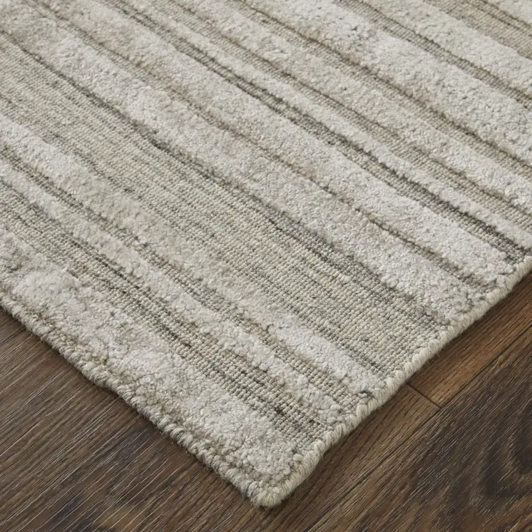 2' X 3' Tan and Blue Abstract Hand Woven Worn Faded Area Rug