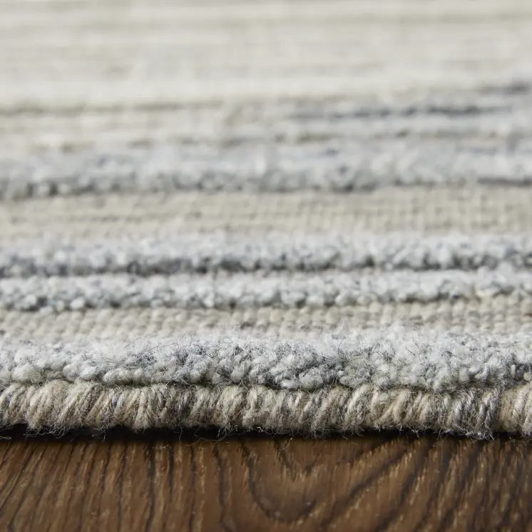2' X 3' Tan and Blue Abstract Hand Woven Worn Faded Area Rug