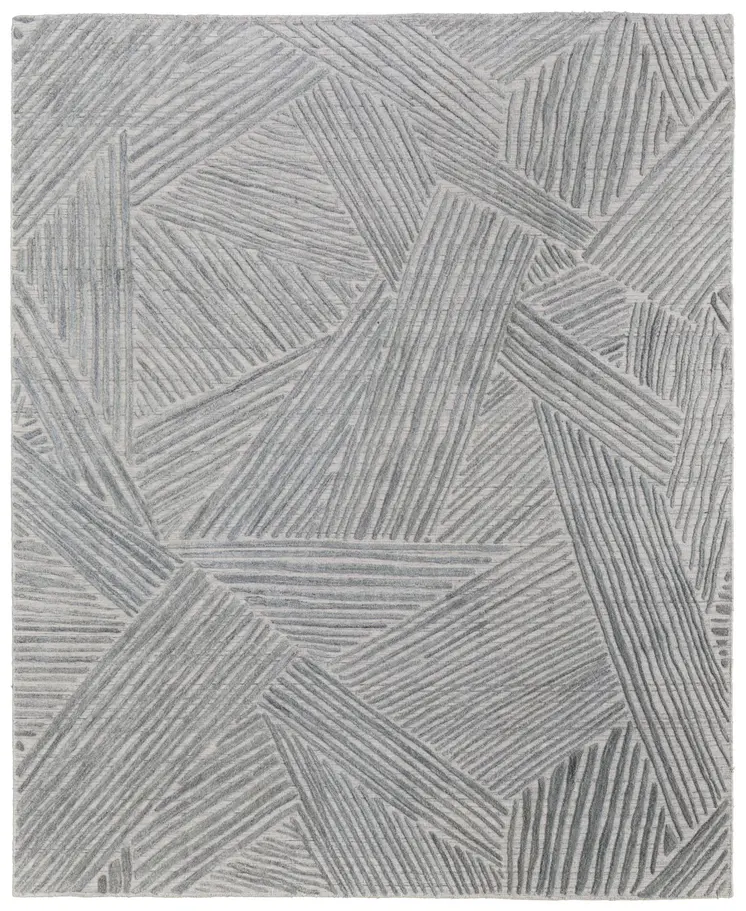 5' X 8' Green and Ivory Abstract Hand Woven Area Rug