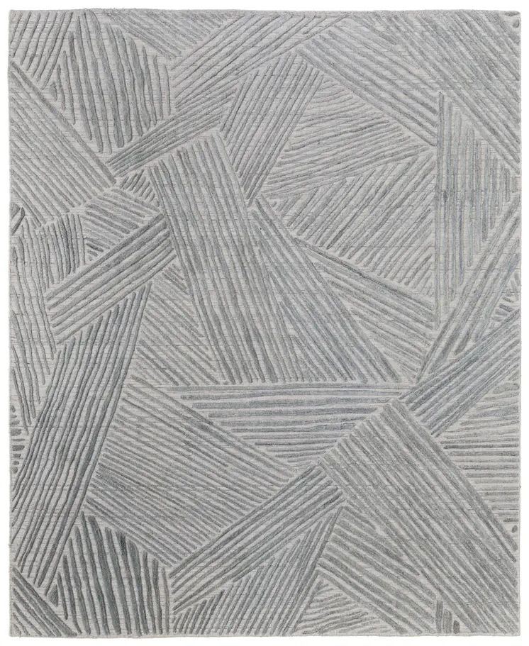 5' X 8' Green and Ivory Abstract Hand Woven Area Rug