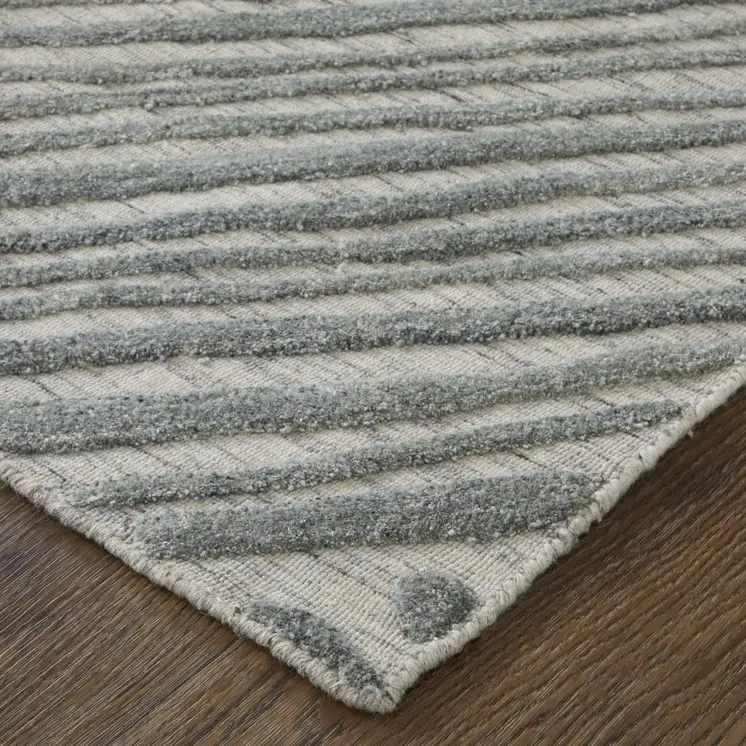 2' X 3' Green and Ivory Abstract Hand Woven Area Rug
