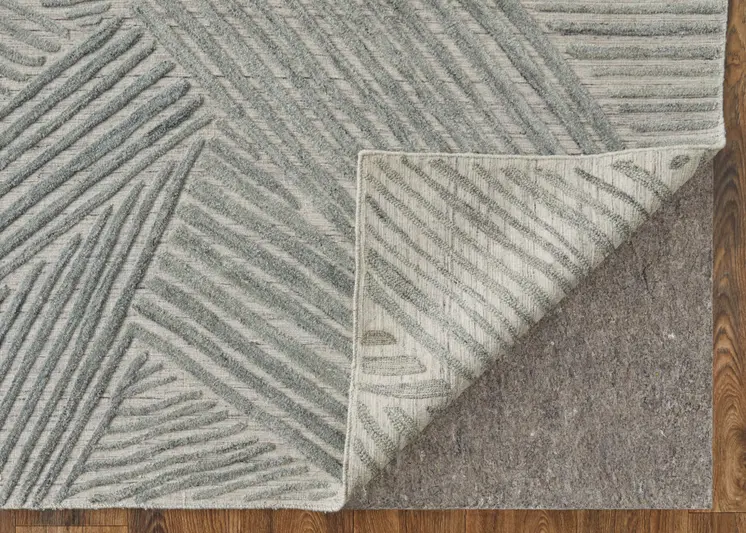 2' X 3' Green and Ivory Abstract Hand Woven Area Rug