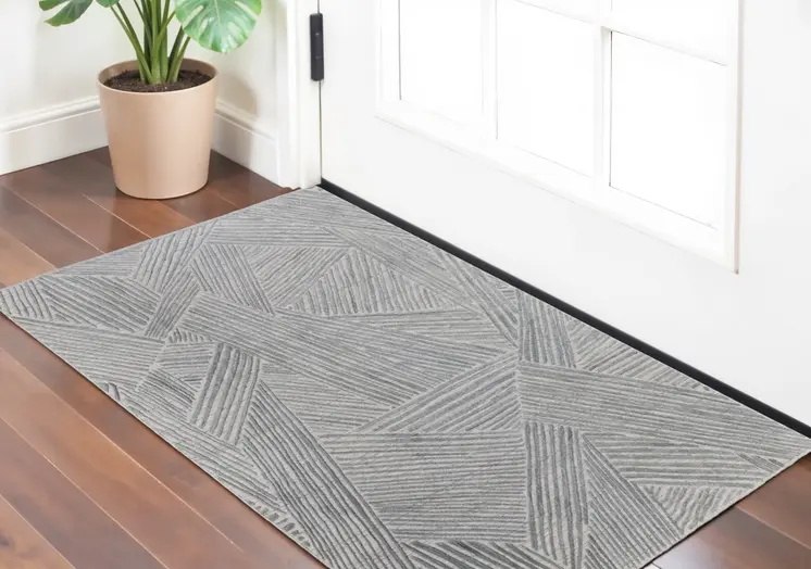 2' X 3' Green and Ivory Abstract Hand Woven Area Rug