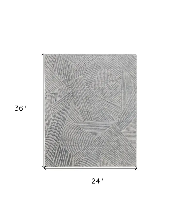 2' X 3' Green and Ivory Abstract Hand Woven Area Rug