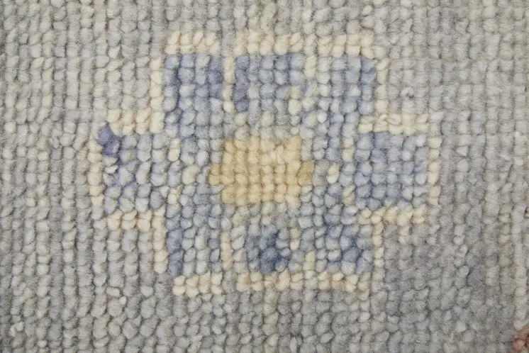3' X 5' Light Blue and Taupe Wool Floral Hand Knotted Area Rug With Fringe