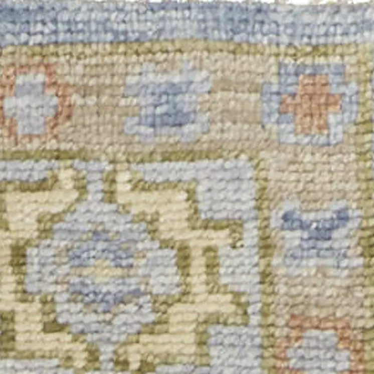 3' X 5' Green Blue and Yellow Wool Geometric Hand Knotted Area Rug With Fringe