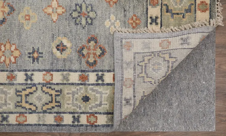 2' X 3' Gray Blue and Taupe Wool Geometric Hand Knotted Area Rug With Fringe