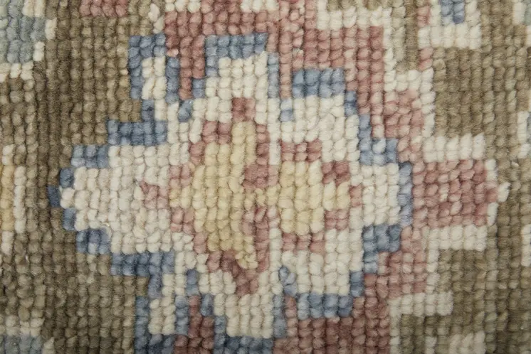 2' X 3' Blue Ivory and Yellow Wool Floral Hand Knotted Area Rug With Fringe