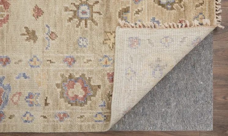 2' X 3' Tan Brown and Blue Wool Floral Hand Knotted Area Rug With Fringe