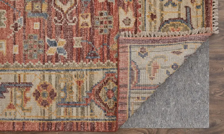 2' X 3' Ivory Red and Gold Wool Oriental Hand Knotted Area Rug With Fringe