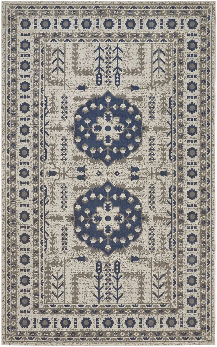 10' X 13' Blue and Gray Oriental Power Loom Area Rug