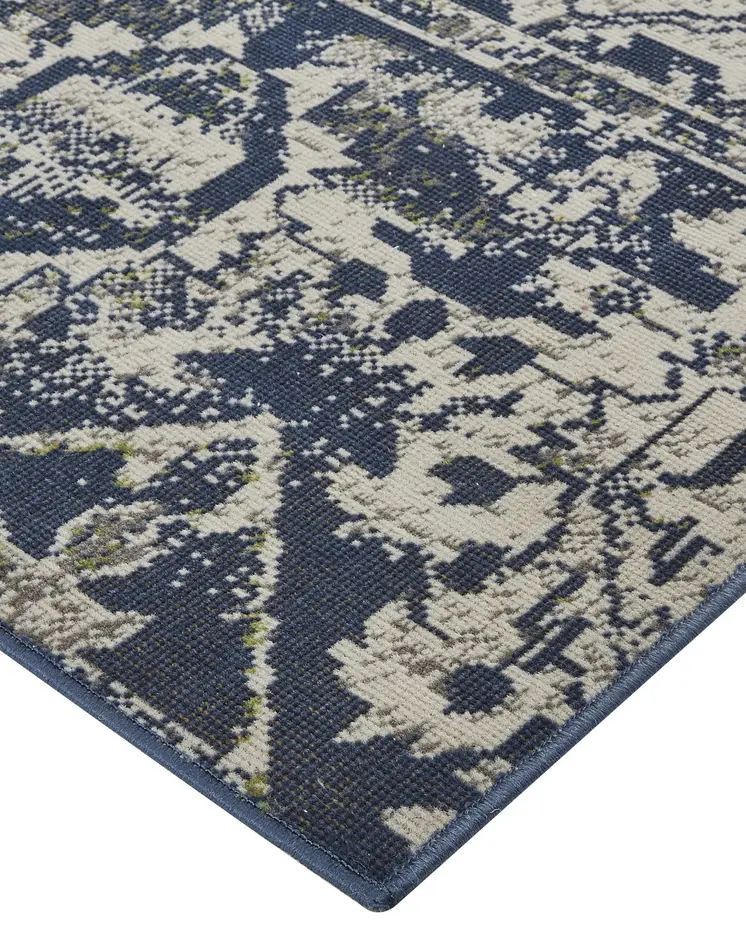10' X 13' Gray Blue and Ivory Oriental Power Loom Area Rug