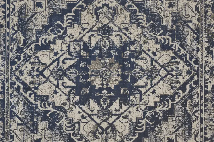10' X 13' Gray Blue and Ivory Oriental Power Loom Area Rug