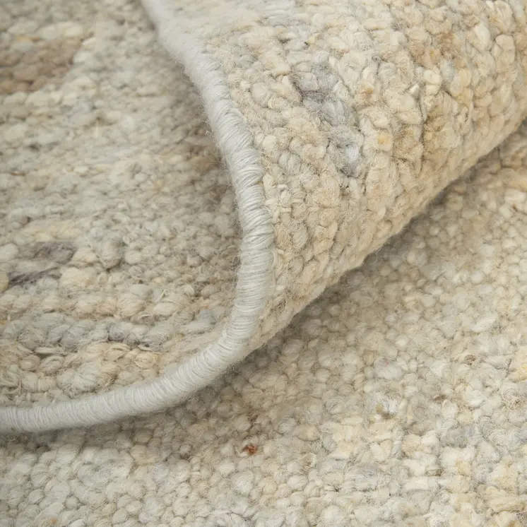 6' X 9' Tan and Gray Wool Floral Hand Knotted Area Rug