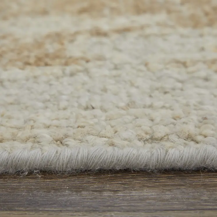 2' X 3' Tan and Gray Wool Floral Hand Knotted Area Rug